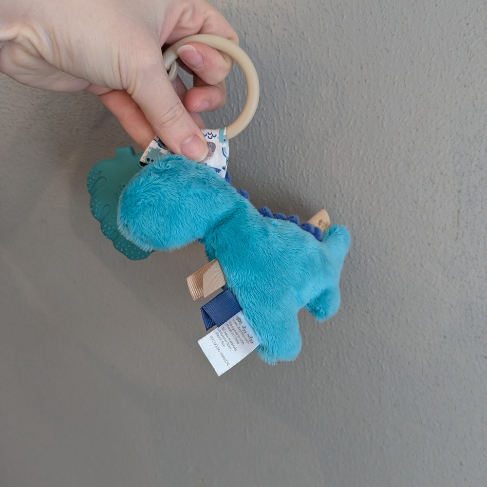 Itzy Ritzy Blue Dinosaur Plush with Teether - Picture 2 of 4